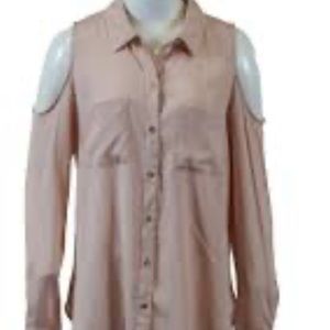 ♥️ Calvin Klein Cold Shoulder Button Up Shirt Peach